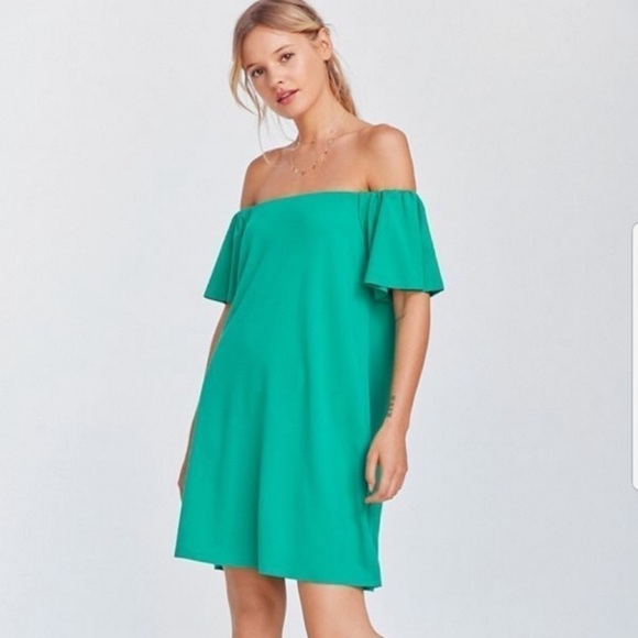 NWT Kimchi Blue Off The Shoulder Green Dress Sz Medium - Picture 5 of 5